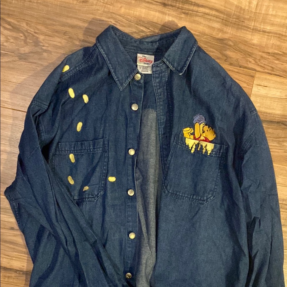 Vintage Disney Blue Denim Jacket with Winnie the Pooh Embroidery - Picture 3 of 3